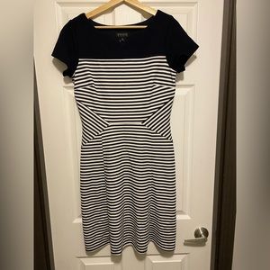 Enfocus Studio Navy and White Striped Dress